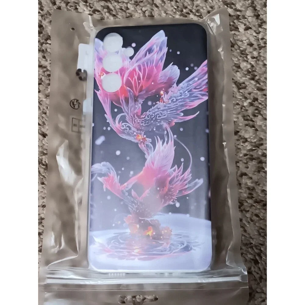 Purple Fantasy Phoenix Pattern Protective Phone Case Non-slip Galaxy A14 5G NEW